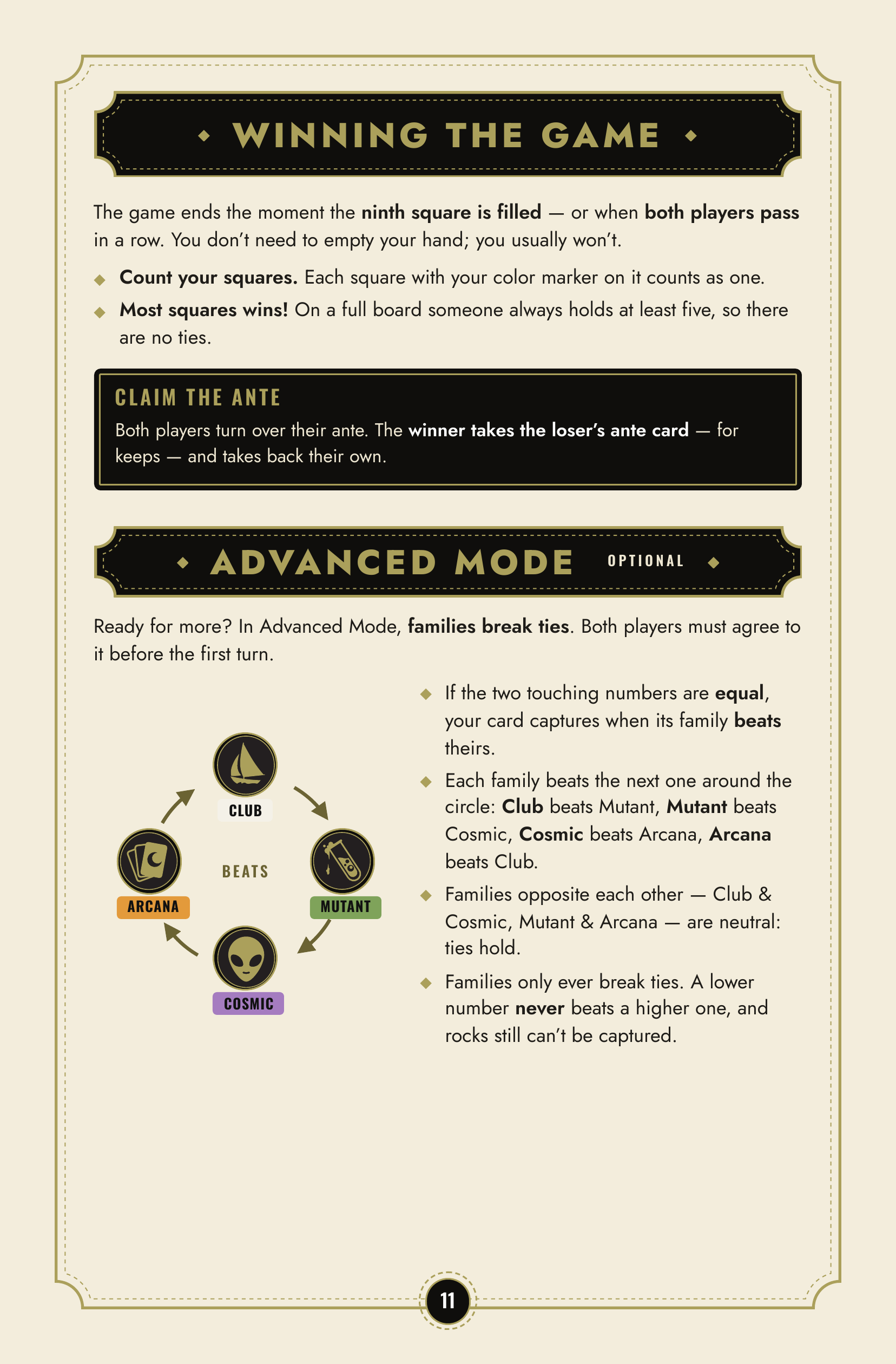 Original rules booklet, page 11 of 12